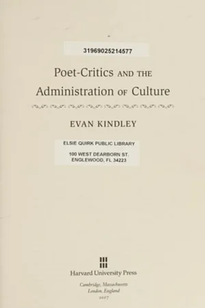 Poet-Critics and the Administration of Culture - Evan Kindley Premium