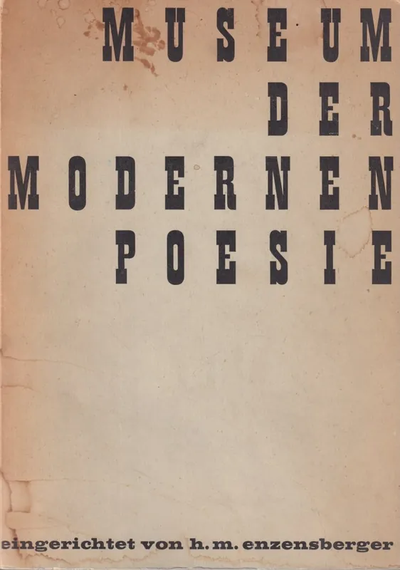 Museum der modernen Poesie - Hans Magnus Enzensberger Alleen Vandaag