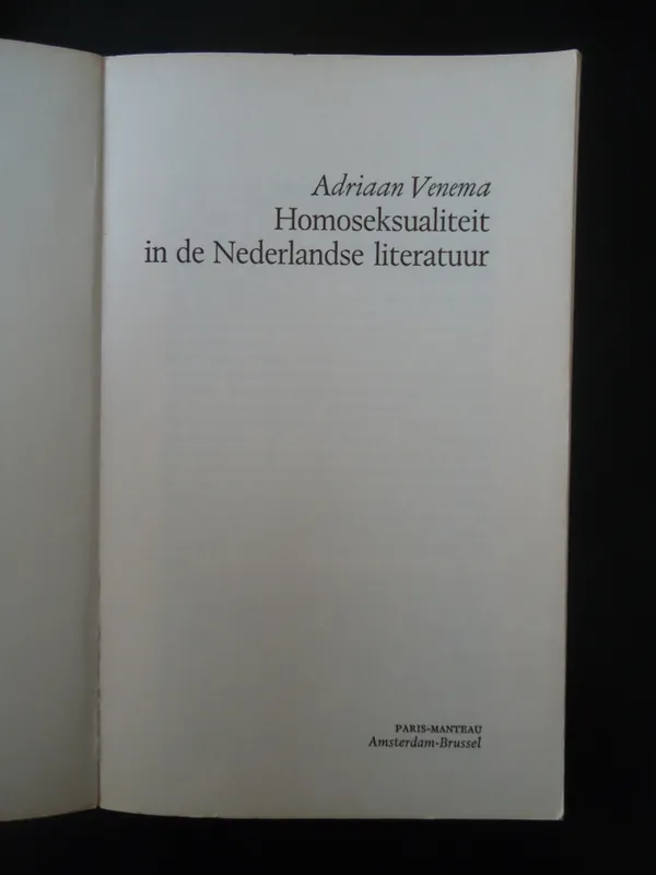 Laatste Versie Homoseksualiteit in de Nederlandse literatuur - Adriaan Venema