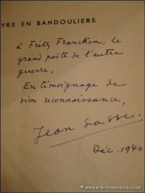 Superprijs LA LYRE EN BANDOULIERE. ** envoi et signe par l' auteur. - SASSE, JEAN.