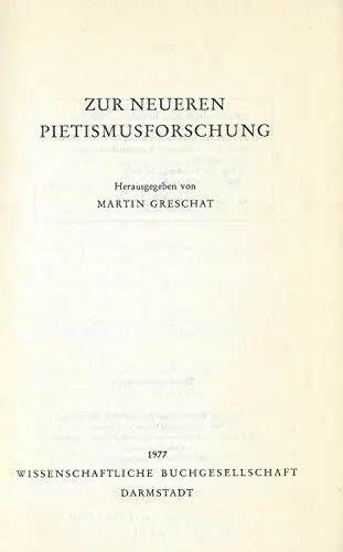 Zur neueren Pietismusforschung - Greschat, Martin Gereduceerde Prijs